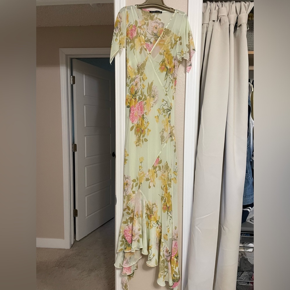 Floral Chiffon Dress - Yellow and Pink - Abercrombie petite